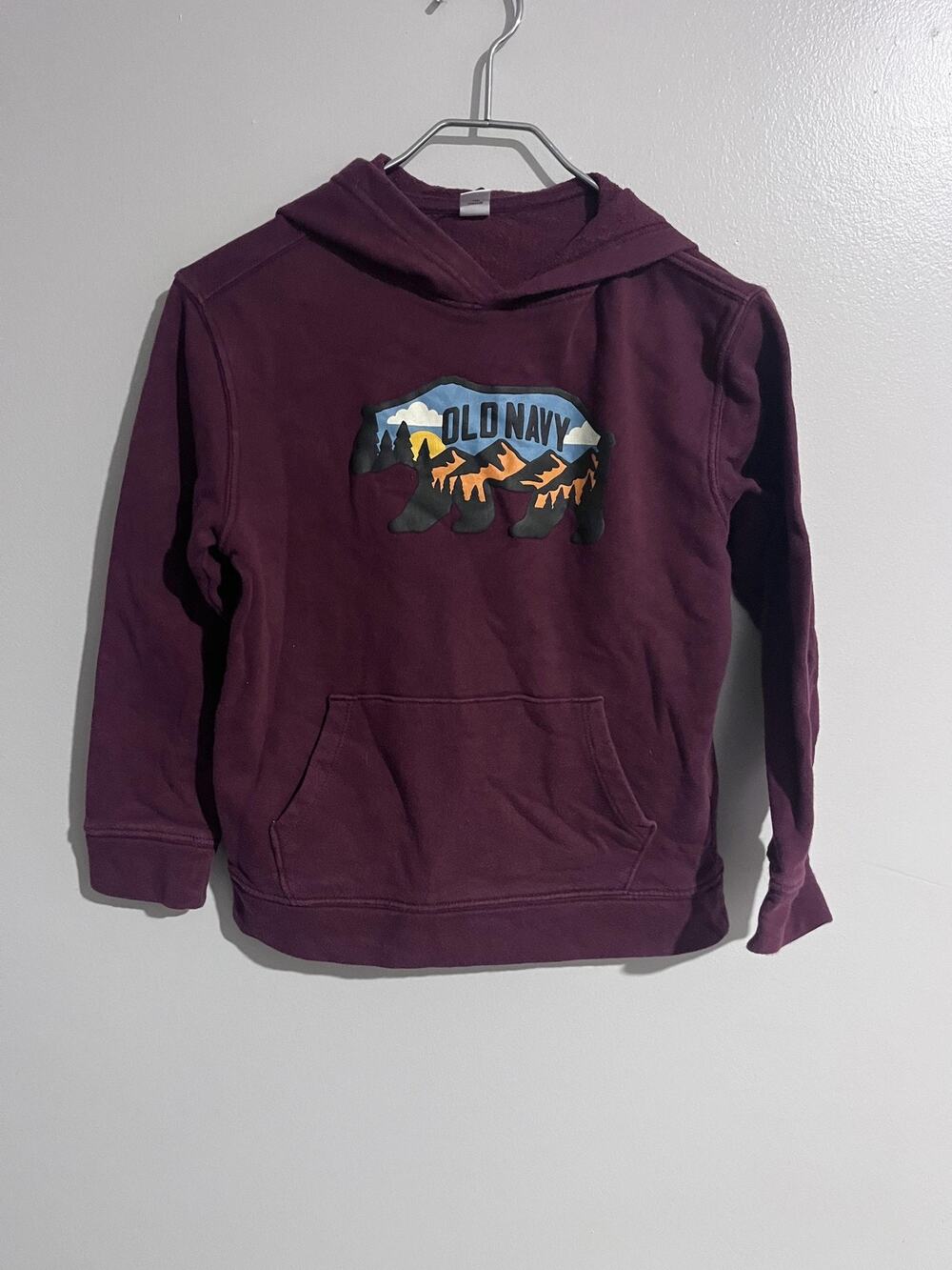Old Navy Hoodie Kids 11-12 Years Purple Pullover Fleece Hooded Logo Long Sleeve